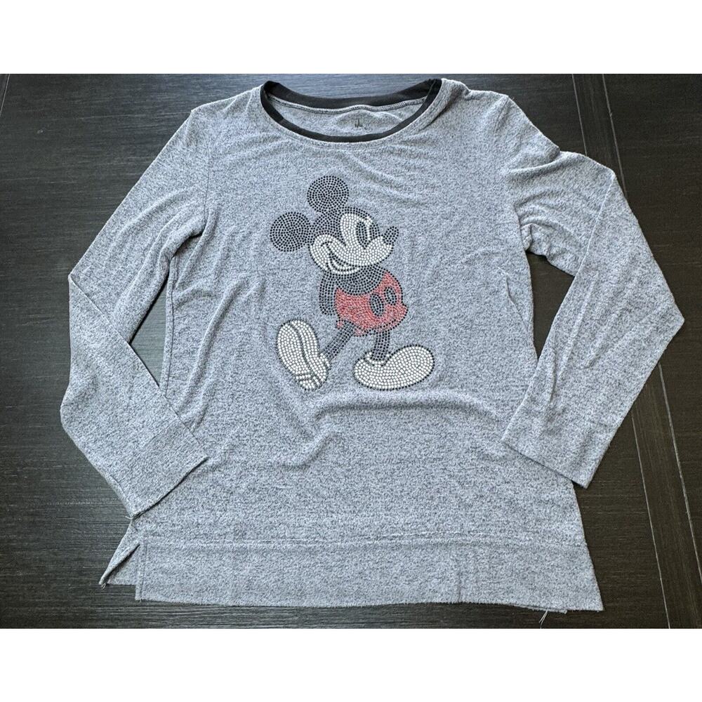 Disney Parks Woman’s Mickey Mouse Studded Shirt Size M Gray